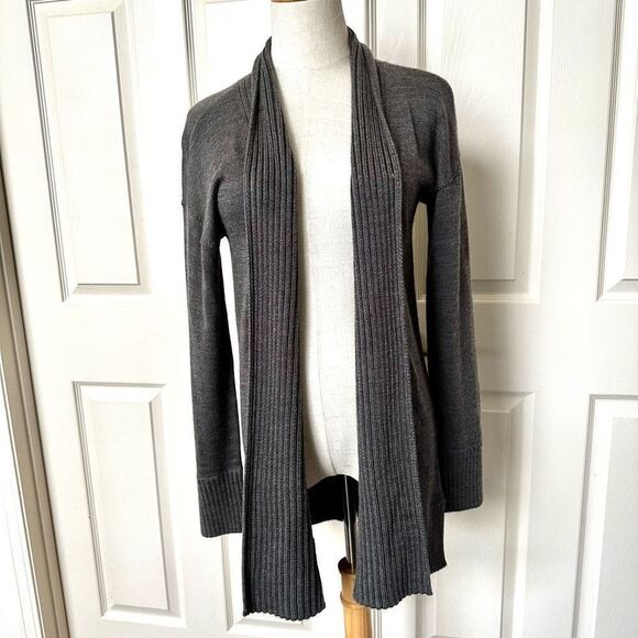 Ann Taylor long grey open cardigan - Picture 1 of 9